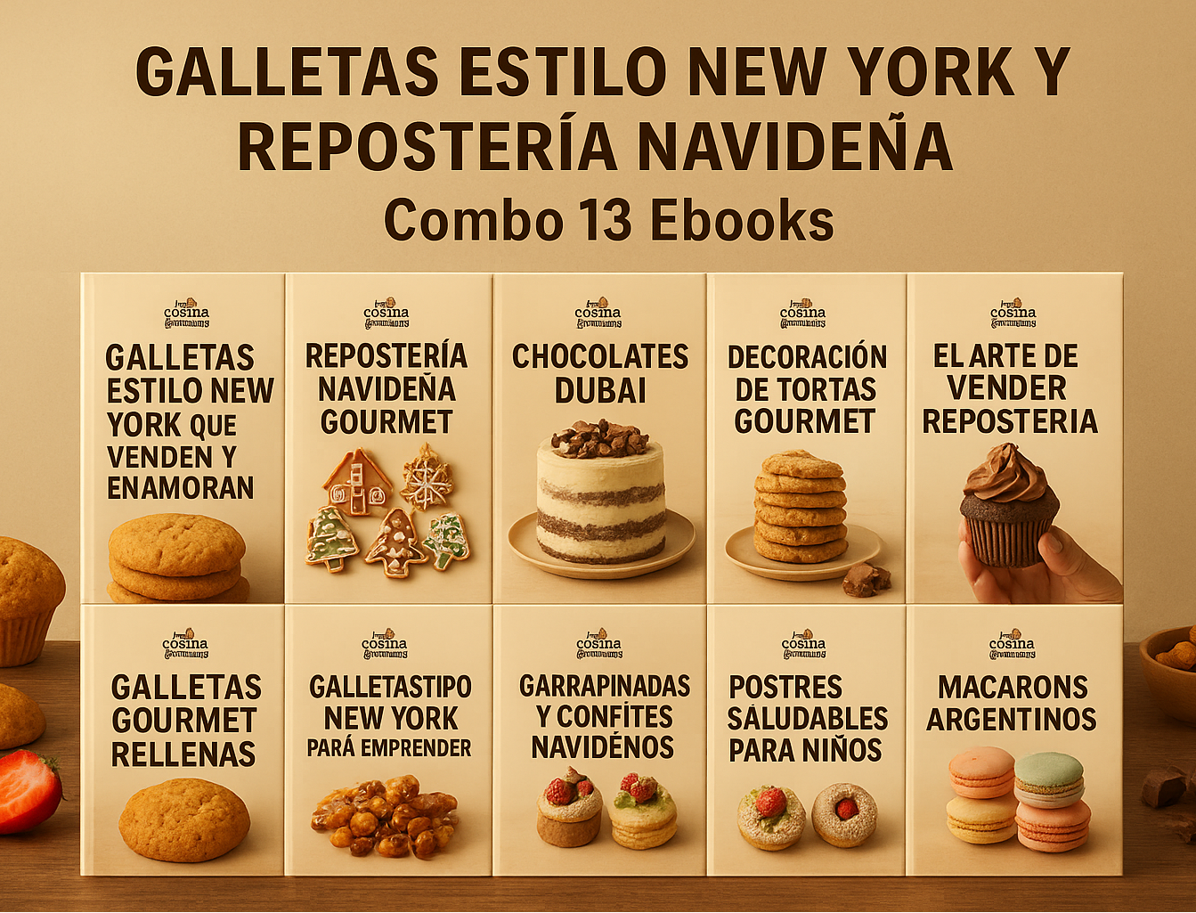 🎀 GALLETAS ESTILO NEW YORK Y REPOSTERÍA NAVIDEÑA – Combo 13 Ebooks 🎀
